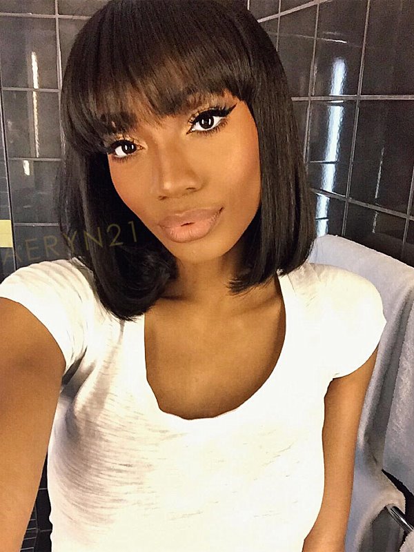 Short Bob With Bangs HD Lace Wear Go Glueless Wig - AWB002