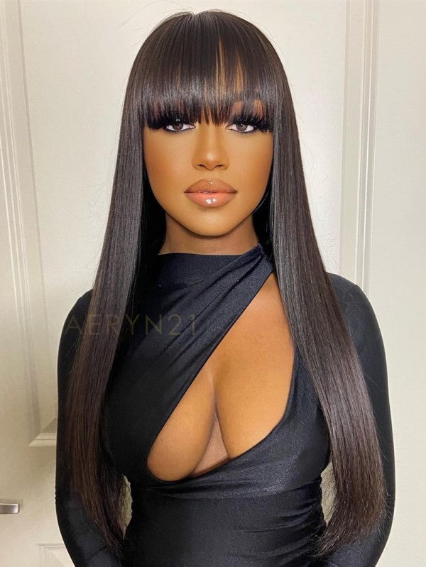 Straight With Bangs HD Lace Wear Go Glueless Wig - AWS002